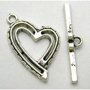 Tibetan Silver Toggle Clasps Non-Nickel, 17x27mm,stick:26mm length