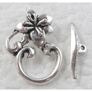 Tibetan Silver toggle clasps non-Nickel, 18x20mm, stick:19mm