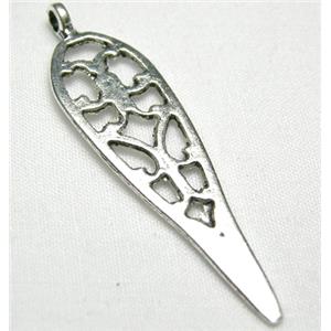 Tibetan Silver pendant non-nickel, 38mm length