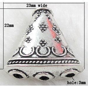 Tibetan Silver Charm spacer Non-Nickel, 23x22mm, 5mm, 3mm