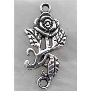 Connector, tibetan silver flower Non-Nickel, 12x25mm