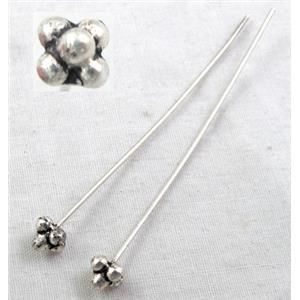 Tibetan Silver Fancy Pin Charms Non-Nickel, 53mm length, pinhead:4x4mm