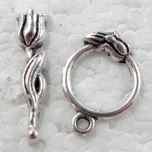 Tibetan Silver toggle clasps non-Nickel, 13mm dia, stick:22mm
