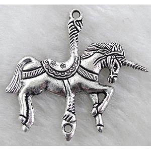 Unicorn charm, Tibetan Silver pendant Non-Nickel, 45x43mm