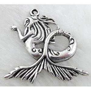 Tibetan Silver animal pendant Non-Nickel, 40x40mm