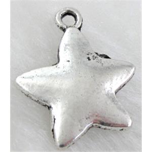 Tibetan Silver Star Pendant Non-Nickel, 16mm dia