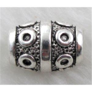 bead, Tibetan Silver Spacer Non-Nickel, 10mm dia, 14.5mm length, hole:4mm