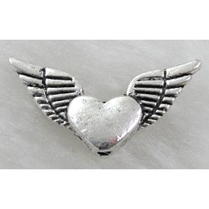 Tibetan Silver Angel wing beads non-nickel, 24x13mm