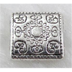 Tibetan Silver Spacers Non-Nickel, 10x10mm, 3mm thin