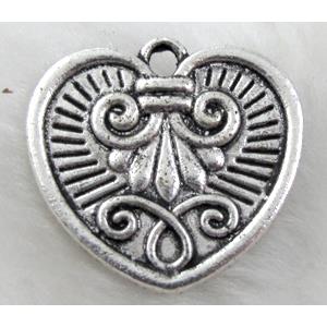 heart, Tibetan Silver pendant non-nickel, 25x23mm