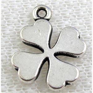 four-leaf clover, Tibetan Silver pendant Non-Nickel, 15.5mm dia