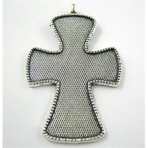 Vector Cross Religious Symbols, Tibetan Silver Non-Nickel, 33x55mm