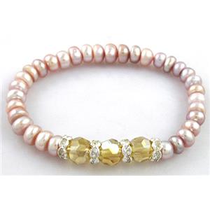 Handcraft Cluster Pearl Bracelet, elastic, approx 6.5-7.5mm, 6.8 inch(17.5cm) length