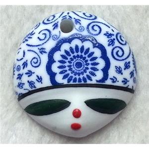 Porcelain pendant, approx 36mm dia