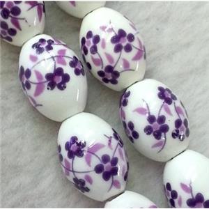 Porcelain barrel beads, approx 10x14mm