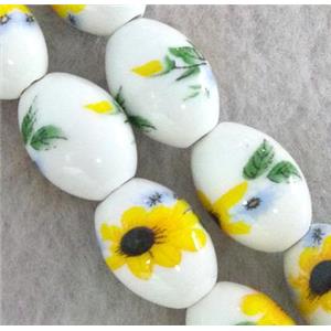 Porcelain barrel beads, approx 10x14mm