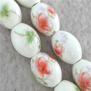 Porcelain barrel beads, approx 10x14mm