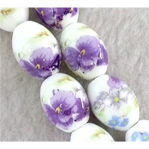 Porcelain barrel beads, approx 10x14mm