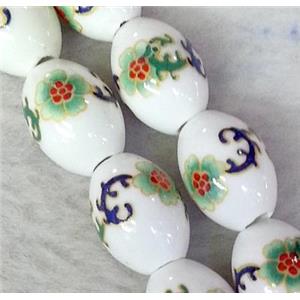 Porcelain barrel beads, approx 10x14mm