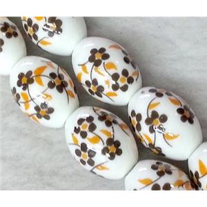 Porcelain barrel beads, approx 10x14mm