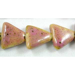 Oriental Porcelain Triangular beads, 18x16mm, 6.5mm thick, 25pcs per st