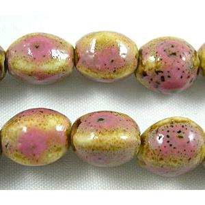 Oriental Porcelain Oval beads, (9-10)x11.5mm, 34pcs per st