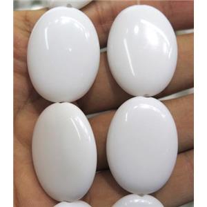 White Porcelain Beads, oval, approx 13x18mm