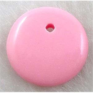 Pink Resin Coin Pendant, 15mm dia, approx 3400pcs