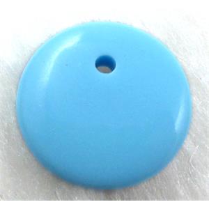 Aqua Resin Coin Pendant, 15mm dia, approx 3400pcs