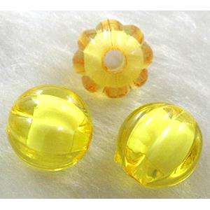 Round Acrylic Bead,Transparent, Yellow, 16mm dia