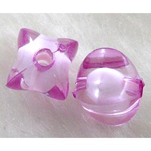 Acrylic Bead,Transparent, Purple, 9x9mm, approx 2000pcs