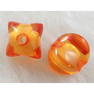 Acrylic Bead,Transparent, Orange, 9x9mm, approx 2000pcs