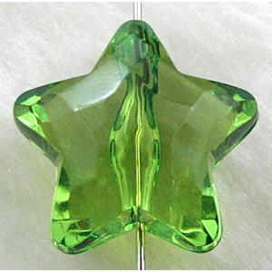 Star Acrylic Bead,Transparent, Green, 19.5mm dia, approx 440pcs