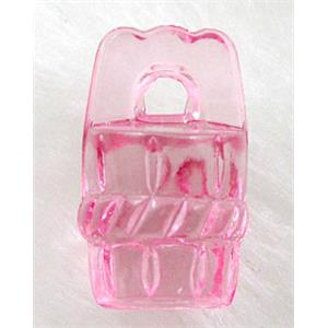 Cask Acrylic Bead,Transparent, Pink, 11.5x18.5mm, approx 800pcs