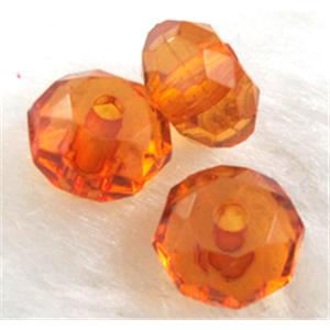 faceted rondelle Acrylic Bead, transparent, orange, 8mm dia