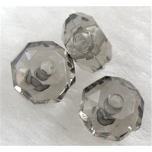 faceted rondelle Acrylic Bead, transparent, gray, 8mm dia