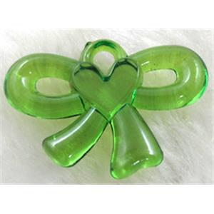 Acrylic pendant, bowknot, green, 33x22mm, approx 580pcs