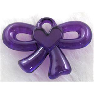 Acrylic pendant, bowknot, deep purple, 33x22mm, approx 580pcs