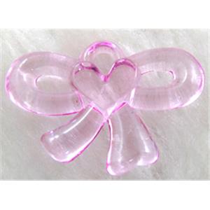 Acrylic pendant, bowknot, pink, 33x22mm, approx 580pcs