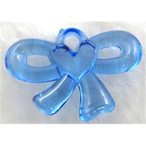 Acrylic pendant, bowknot, blue, 33x22mm, approx 580pcs