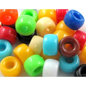 plastic beads, barrel, mixed color, 9x6mm,4mm hole, approx 1950pcs