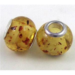 Amber Beads, NR, rondelle, yellow, approx 14.5mm dia, 5mm hole