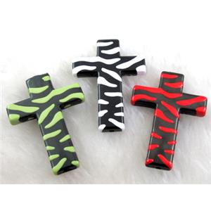 Zebra Resin Cross Beads Mixed, 32x43mm, approx 250pcs