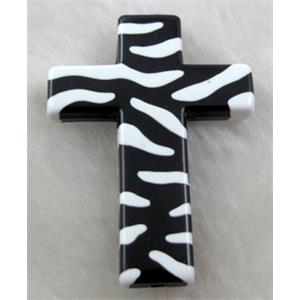 Zebra Resin Cross Beads White, 32x43mm, approx 125pcs