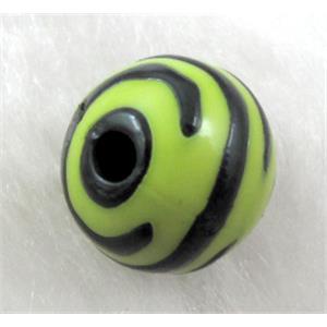 Round Resin Beads Zebra Olive, 16mm dia