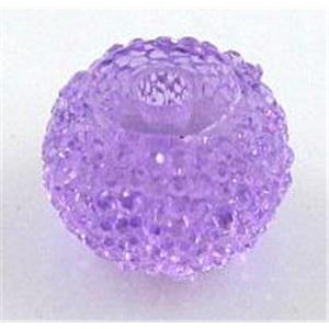 resin rhinestone bead, rondelle, purple, 8mm dia