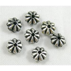 Plastic beads, snowflake, antique silver, 6.5mm dia, approx 6500 pcs