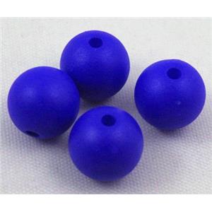 round matte resin beads, deep blue, approx 8mm dia