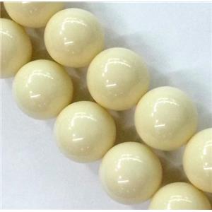 Resin Bead, cream-colored, round, 6mm dia, approx 66pcs per st