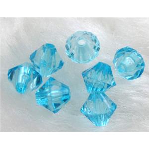 Acrylic beads, transparent, bicone, aqua, 6mm dia,approx 6200pcs